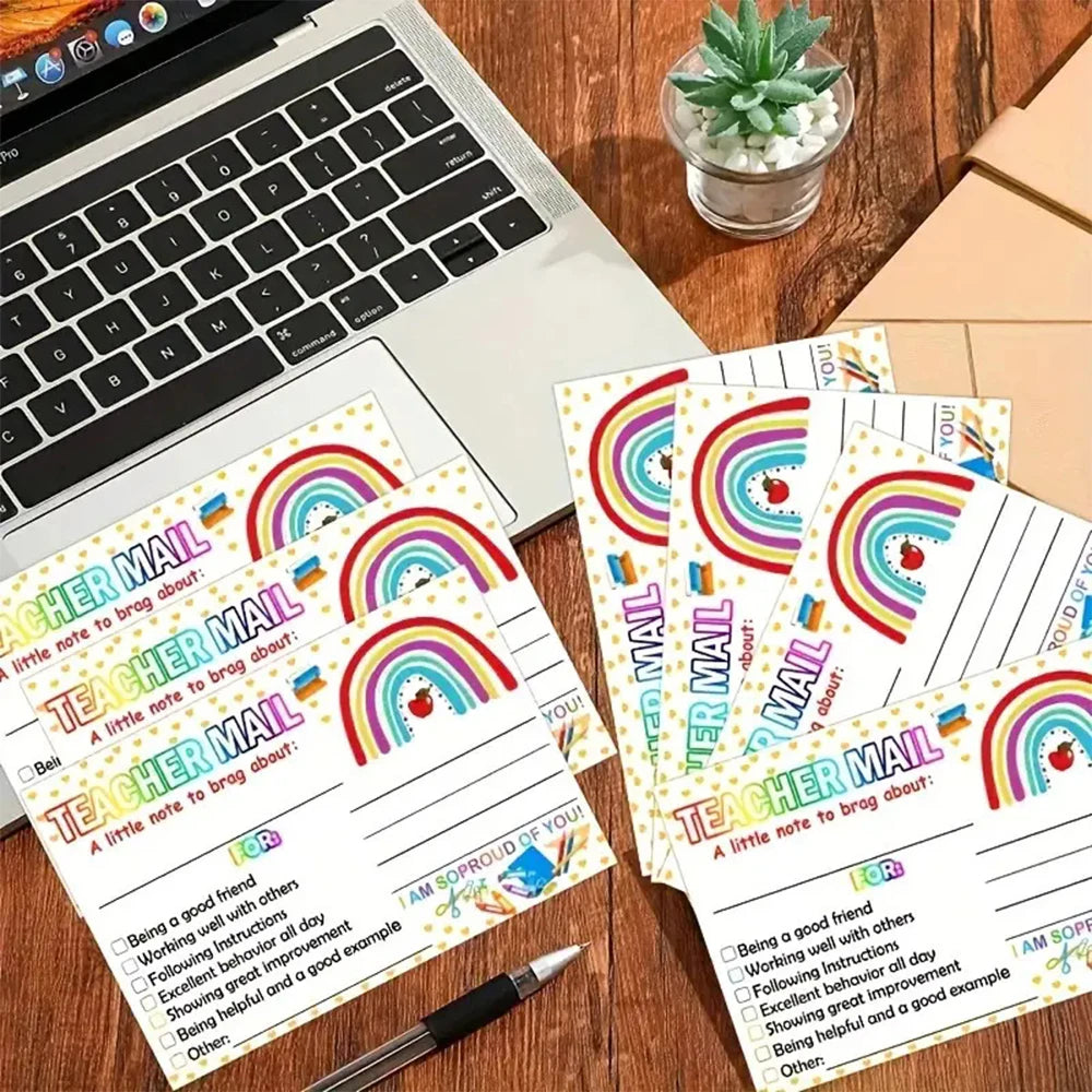 50/100/200Pcs Rainbow Teacher Mail Incentive Cards for Elementary Students Classroom Supplies Zpaxo