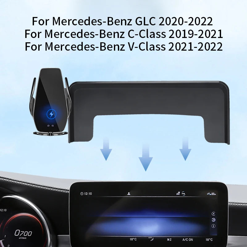 Car Phone Holder For Mercedes-Benz C/GLC/ V-Class 2015-2023 screen navigation bracket magnetic new energy wireless charging rack Zpaxo