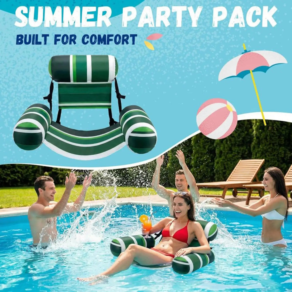 Pool Float Chair Adjustable Heavy Duty Inflatable Seat Air Pump Water