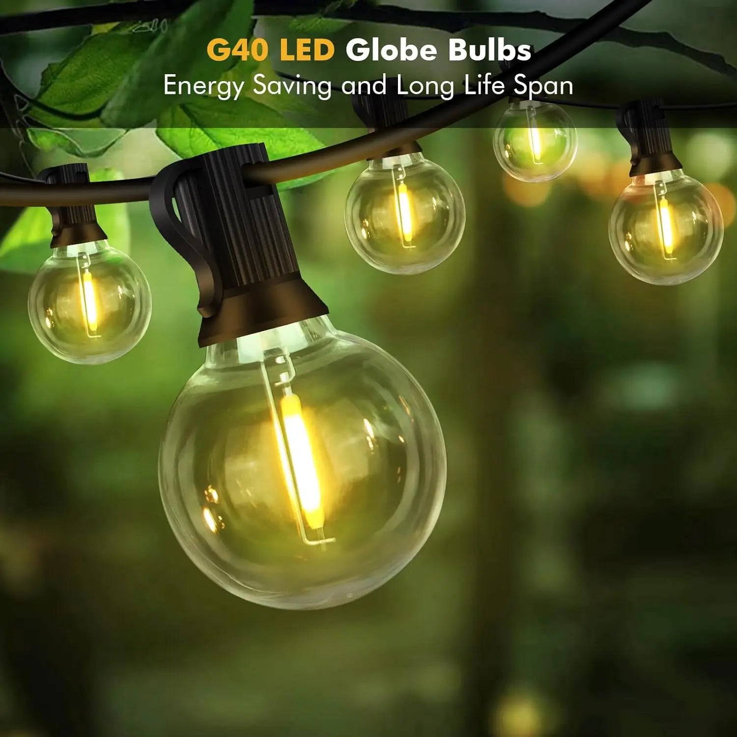30M 15M 9M G40 LED Globe String Lights Outdoor EU Plug Bright Plastic Zpaxo