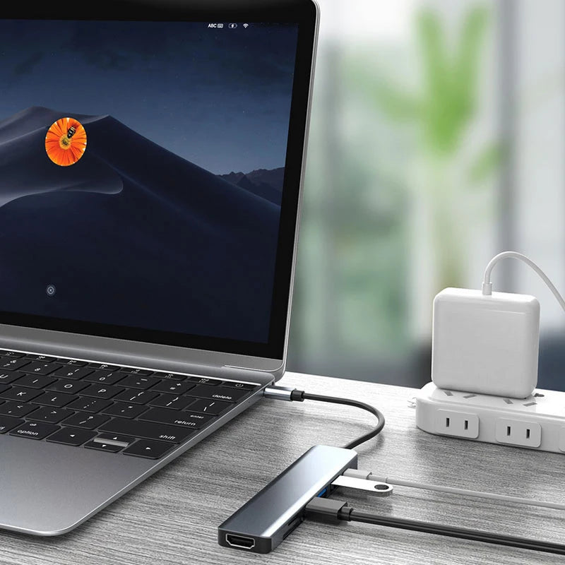 7-in-1 USB 3.0 Type-C Hub Docking Station | SD TF Audio USB-C Docking Hub Zpaxo