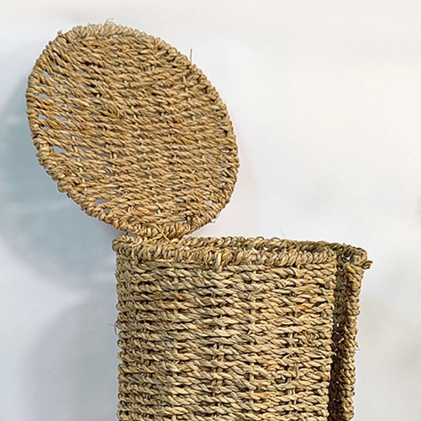 Toilet Paper Holder Handwoven storage basket No-Drill Bathroom Organizer with Cup Holder Bathroom Organizer Bathroom Decor Zpaxo