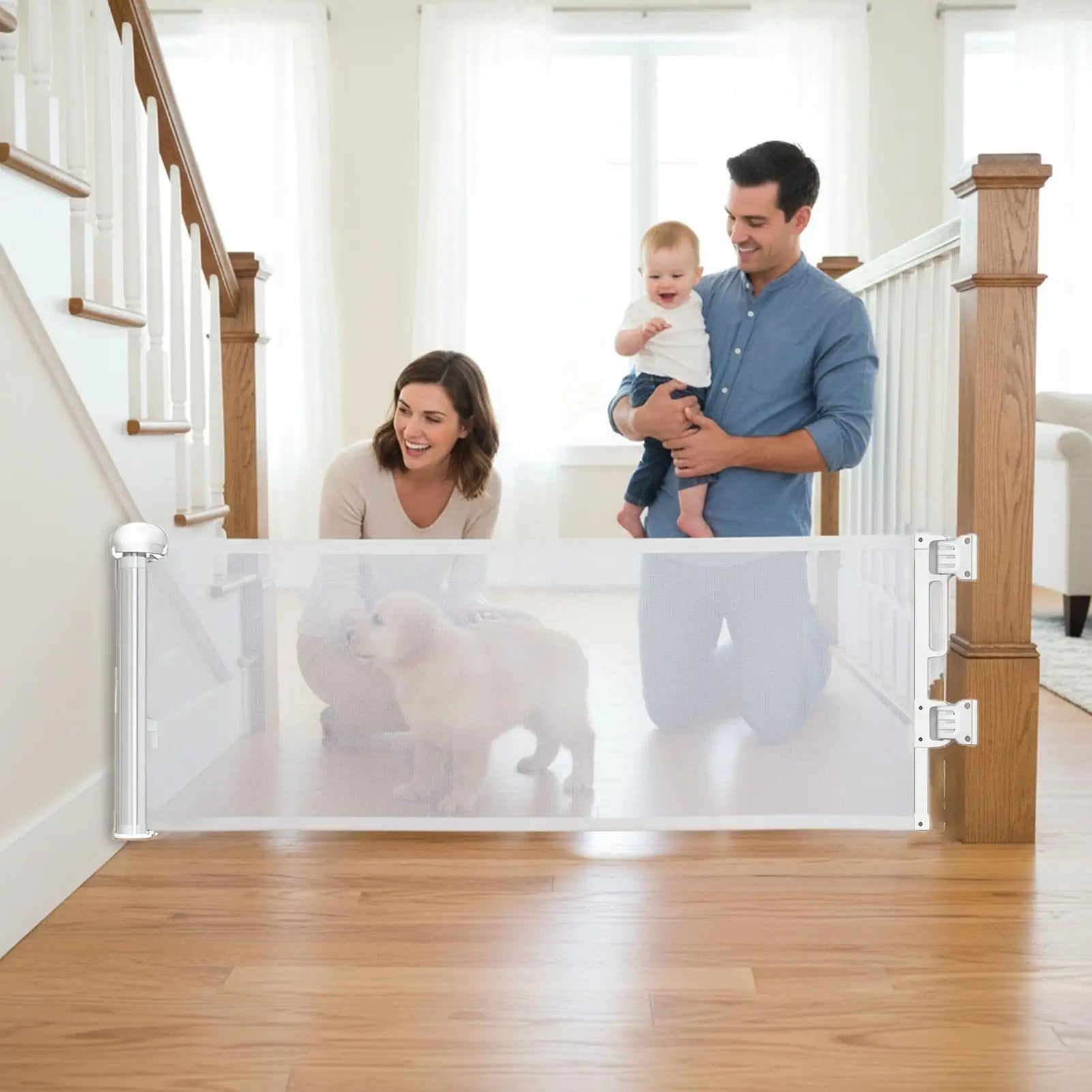 Retractable Pet Gate 17.7x59inch Enclosure Safety Fence Guard Retractable Pet Gates For Dogs For Indoor Outdoor Doorways Zpaxo