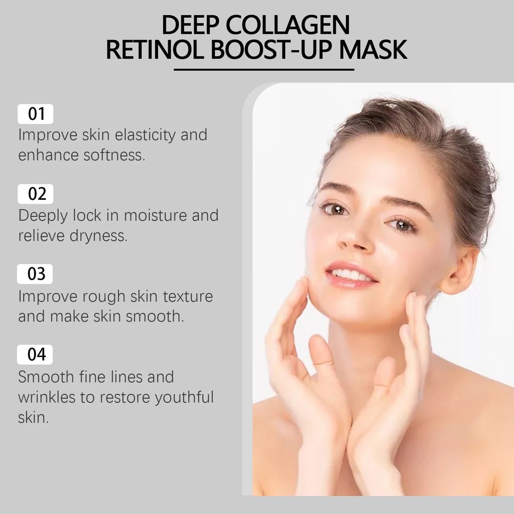 Deep Collagen Retinol Firming Mask Lifting Tightening Facial Skin Lighten Fine Lines Smooth Natural Hydrating Translucent Mask Zpaxo