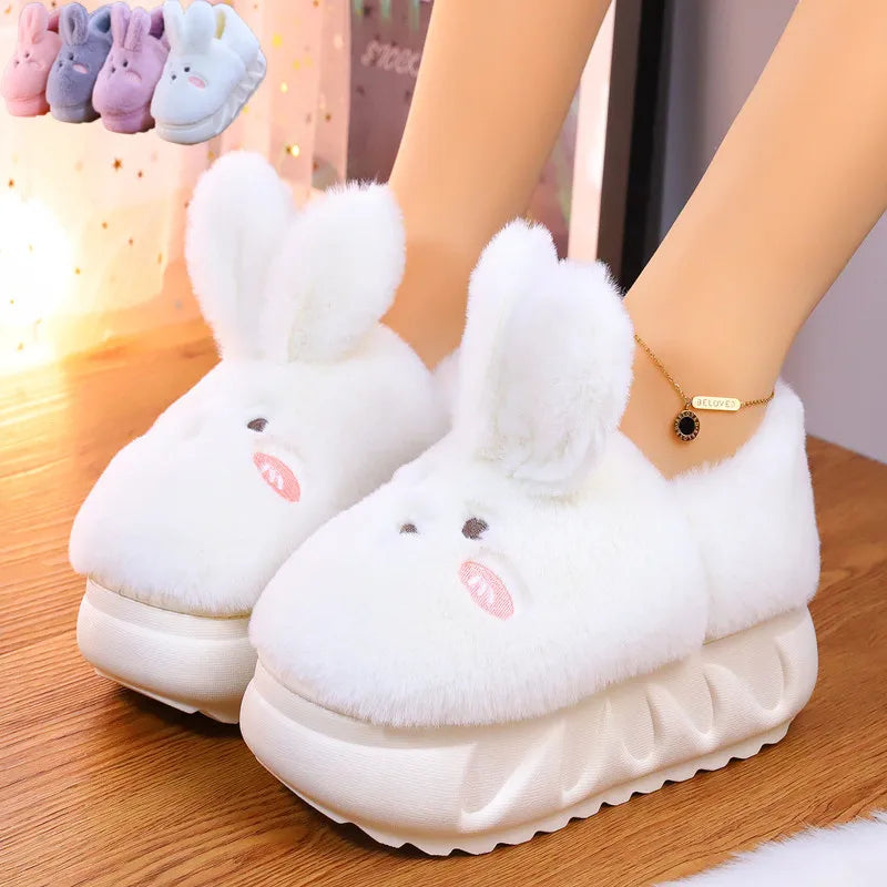 White Rabbit Hare Slippers Women's Cute Animal Platform Home Mules Zpaxo White6 40-41(Insole25cm) China Mainland