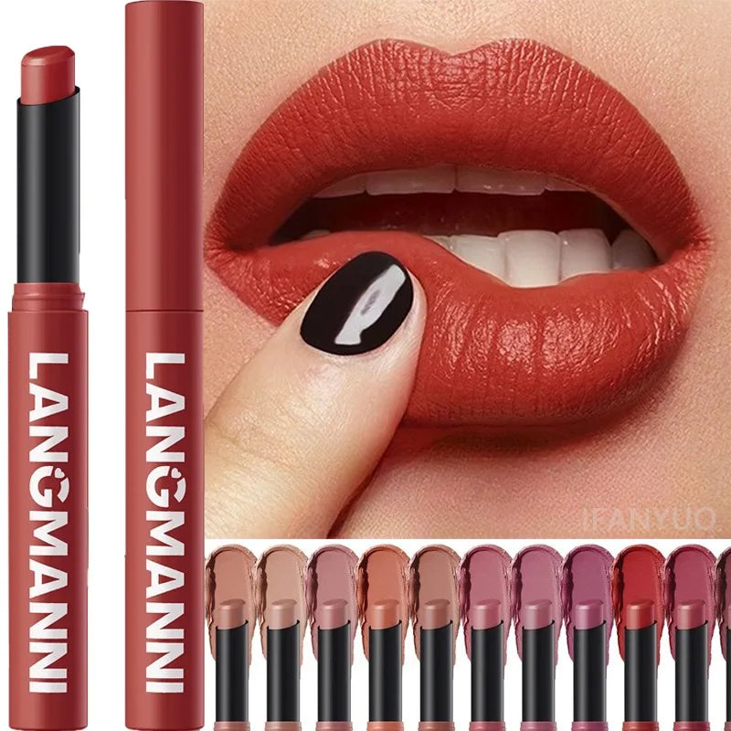 12 Matte Lipstick Pencil Waterproof Long Lasting Non-stick Cup Sexy