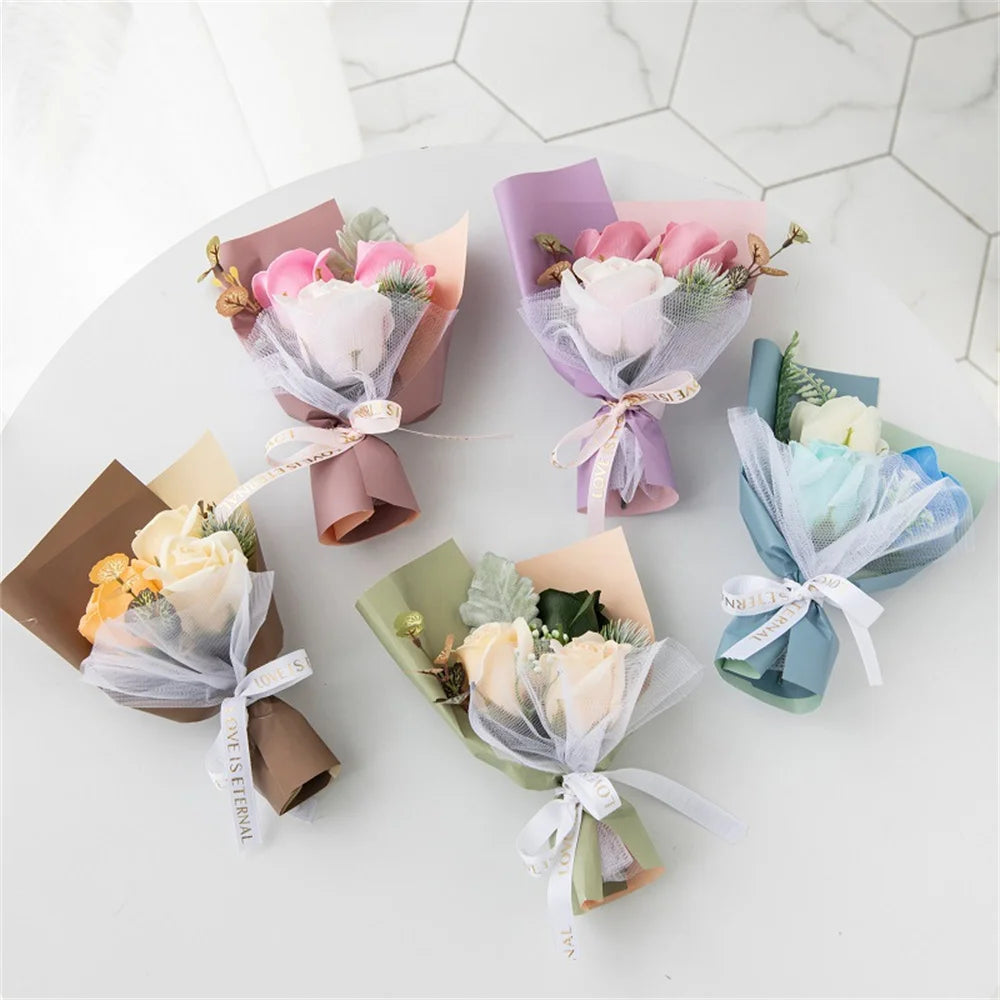 3-Head Soap Rose Bouquet – Floral Gift & Home Decor