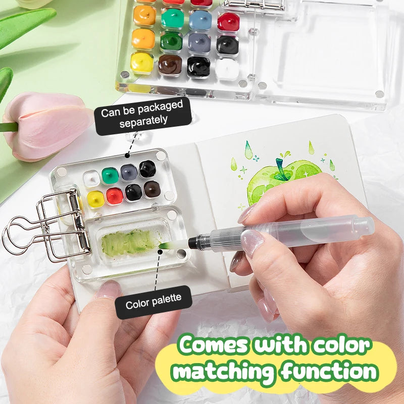 Travel Watercolor Palette Set – Mini Pocket Artist Painting Kit