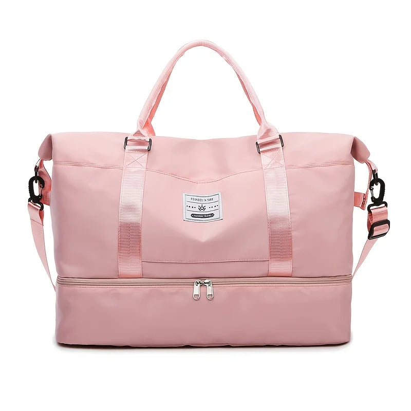 Weekend Travel Gym Bag with Wet/Dry Separation Pocket, Large Capacity Multi-Functional Independent Shoe Compartment Strap Zpaxo As Pictured