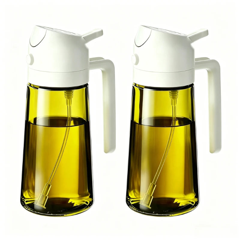 2-in-1 Oil Dispenser & Sprayer 500ML Leakproof Olive Oil Sprayer Bottle for Cooking Spray Airfryer BBQ Camping Zpaxo Dark2psc-WHITE