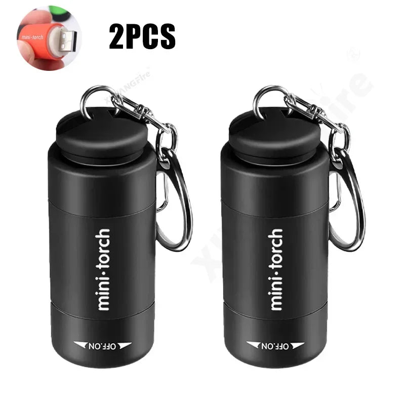 USB Rechargeable LED Multifunctional Strong Light Pocket Keychain Zpaxo 2PCs
