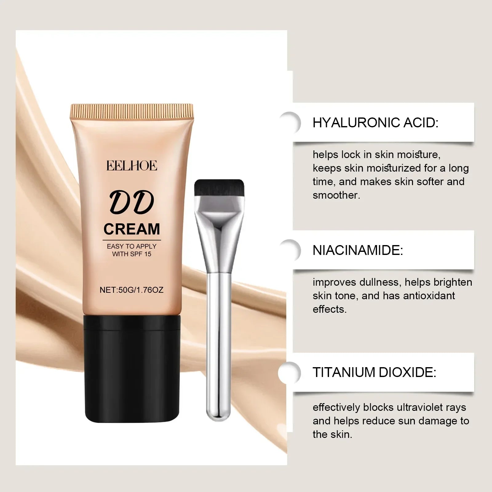 EELHOE DD Cream Foundation – Full Coverage, Oil Control, Brightening Liquid Foundation Zpaxo