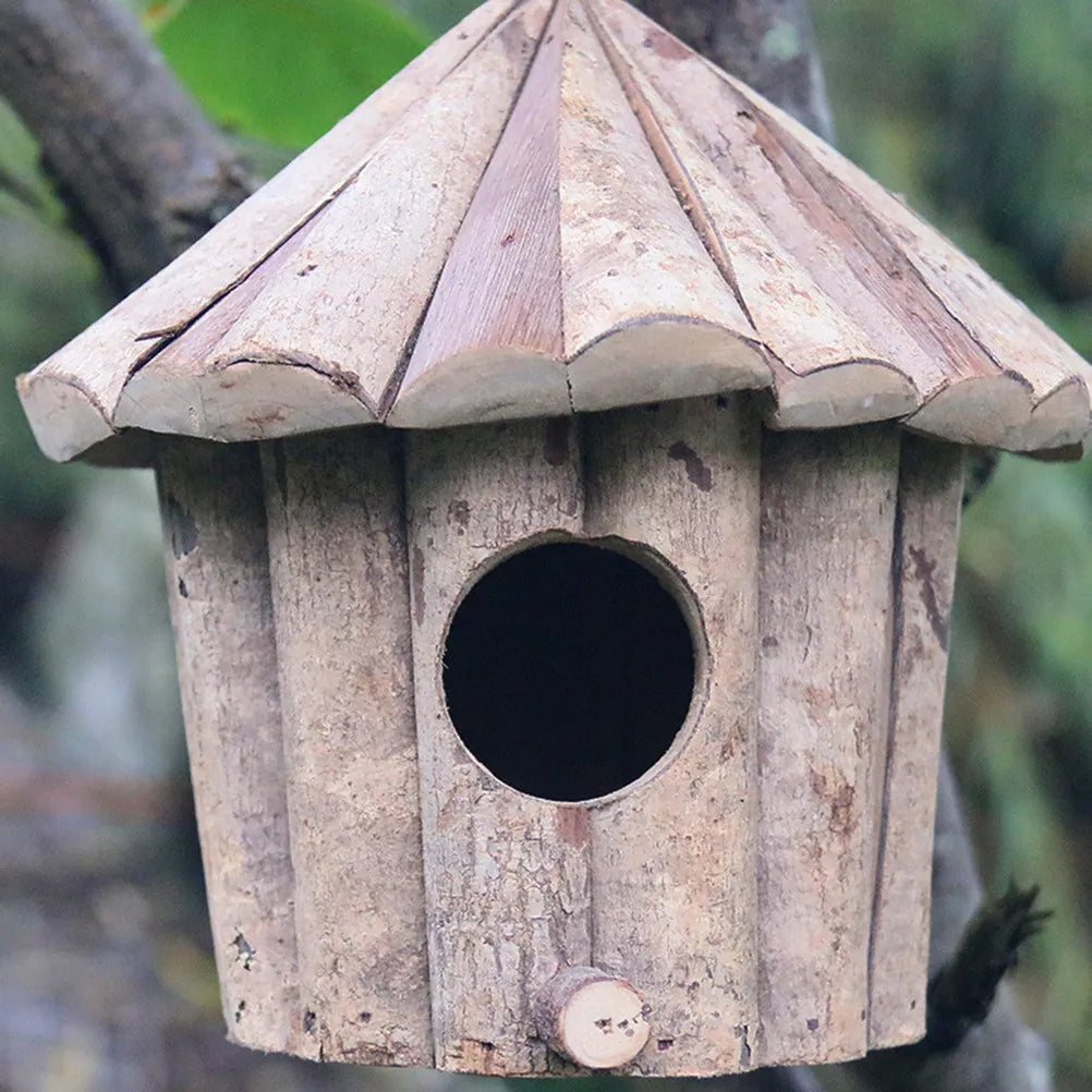 Creative Wooden Bird Nest Realistic Design Room Garden Decoration