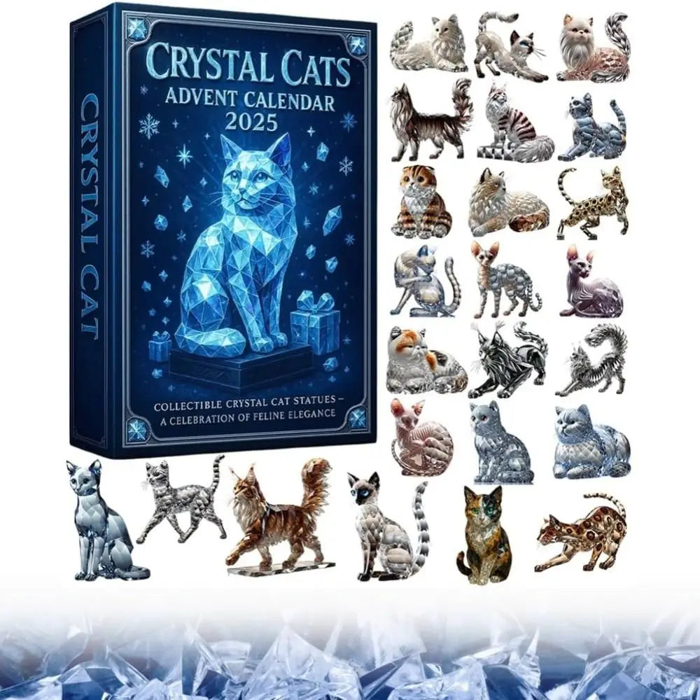 Crystal Cat Christmas Advent Calendar Ornament with Kitten Figures Christmas Ornament Zpaxo