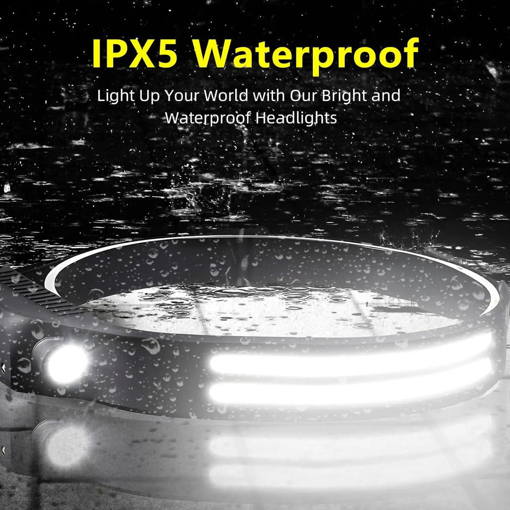 KDULIT COB LED Rechargeable Headlamp – 1000LM Sensor Waterproof