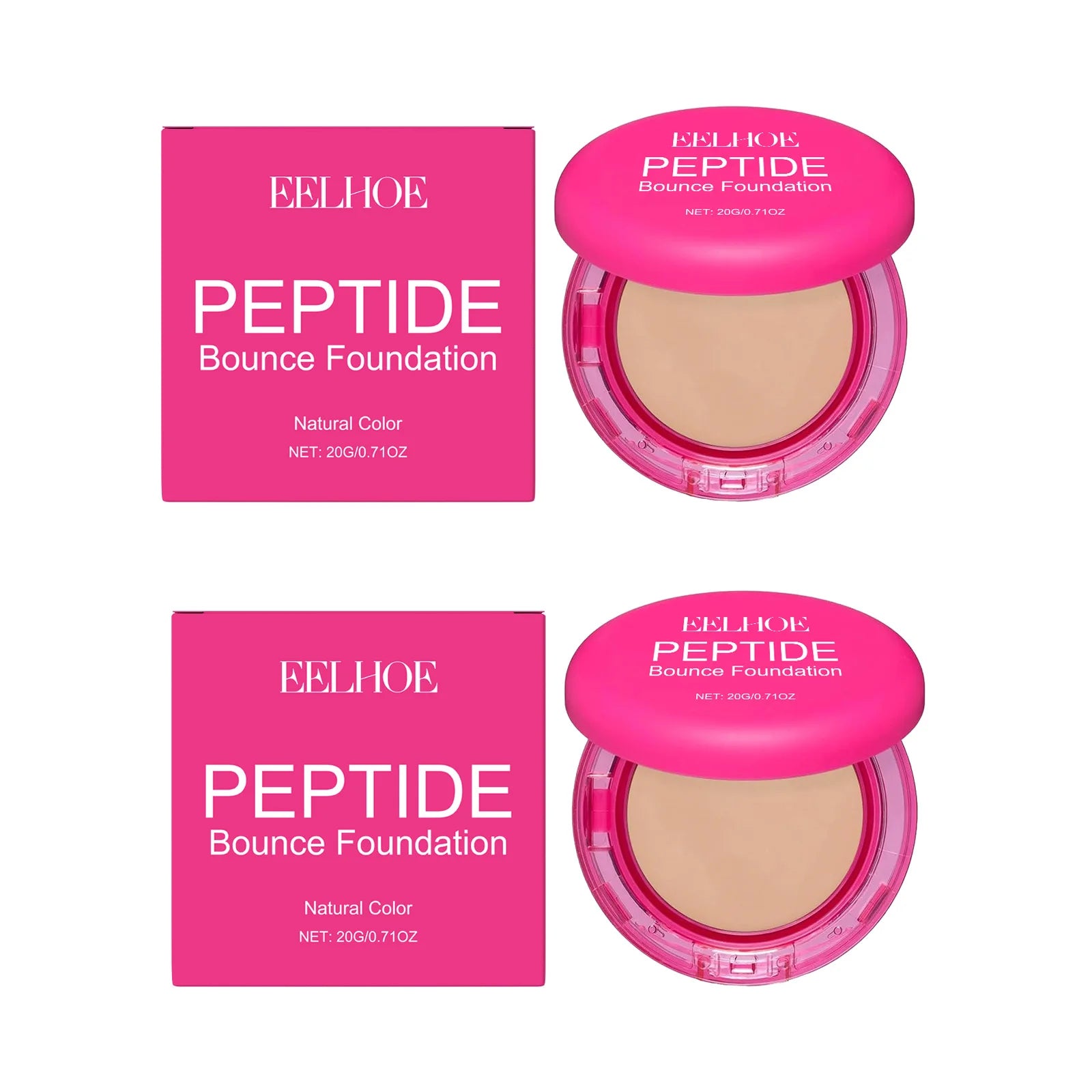 EELHOE Peptide Bounce Balm Foundation Full Coverage Concealer Balm Foundation Zpaxo 2Pcs x Natural Color