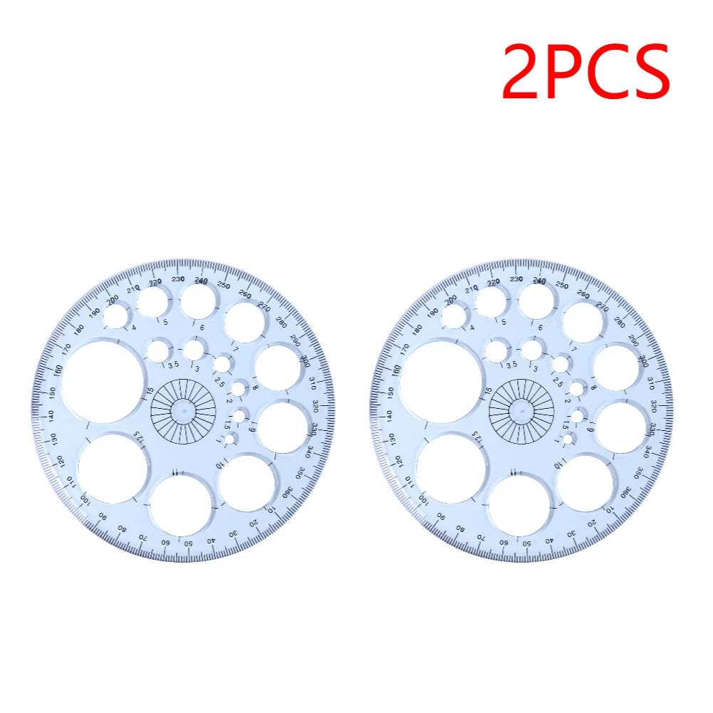 Multifunction Geometric Template Plastic Measuring Ruler Circles Zpaxo 2pcs