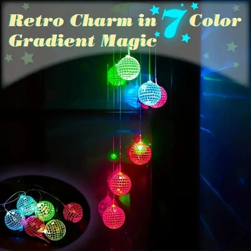 Solar Powered Wind Chime Mirror Ball Pendant Light LED Mobile Zpaxo