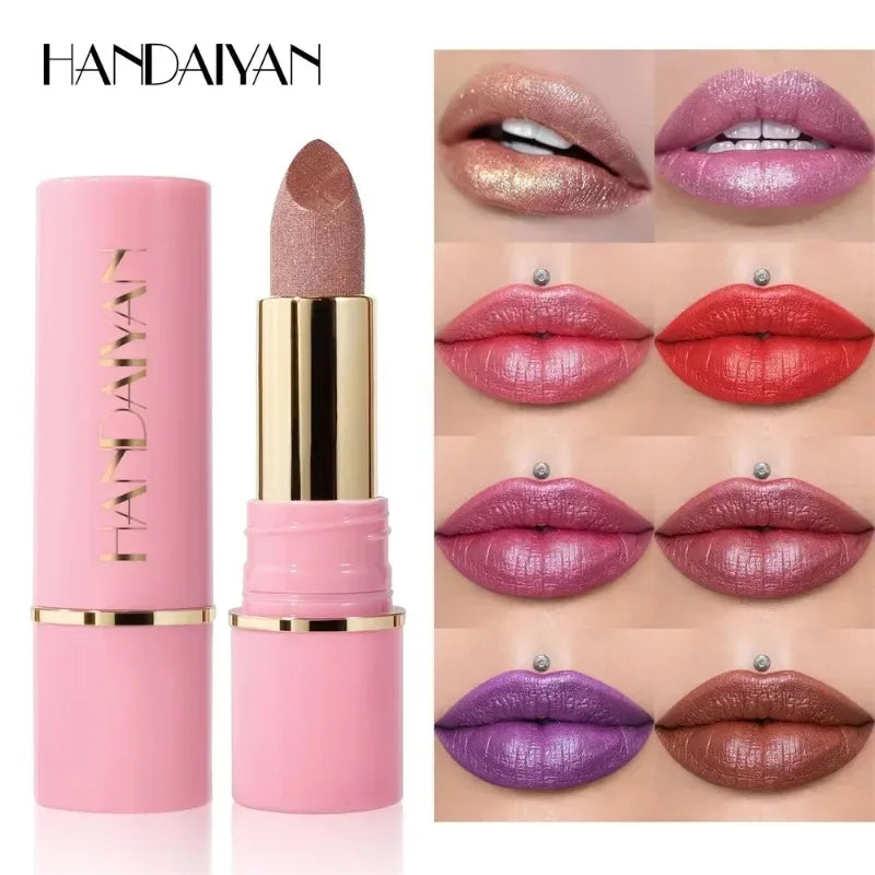 8 Colors Diamond Shimmer Lipstick Purple Metallic Glitter Pearlescent