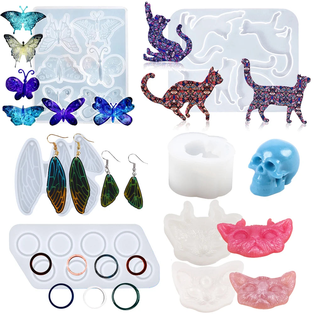 Jewelry Silicone Mold Butterfly Cat Wings Pendant Rings Necklace Keychain Earrings Craft Making Epoxy Resin Mould Zpaxo