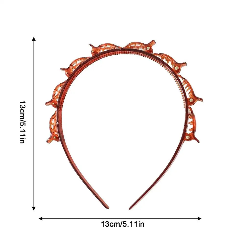 Women's Headband with Clips – Twist Plait & Bang Hair Hoop Clip Headband Zpaxo Red