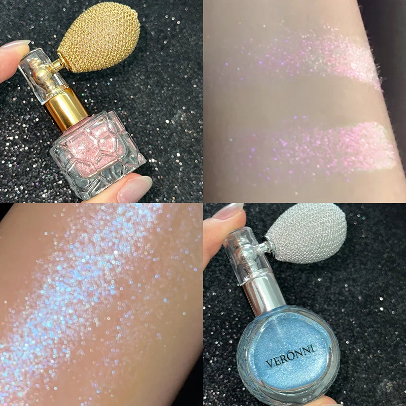 Highlighter Powder,Fairy powder High Gloss Glitter Shimmer Baked Powder Face Body Lasting Sparkling Highlighter Makeup Cosmetics Zpaxo