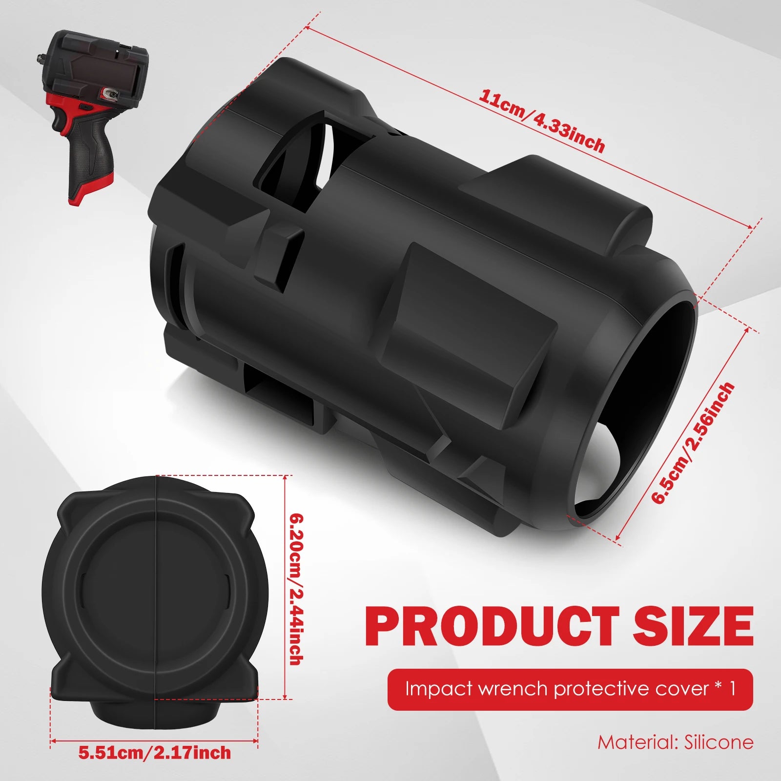 Silicone Protective Boot For Milwaukee M12 Stubby 3/8" & 1/2" M18 Fuel 1/2 Impact Wrench Oil Resistant Guard Case Auto Mechanic Zpaxo For M12 2562 20 2563