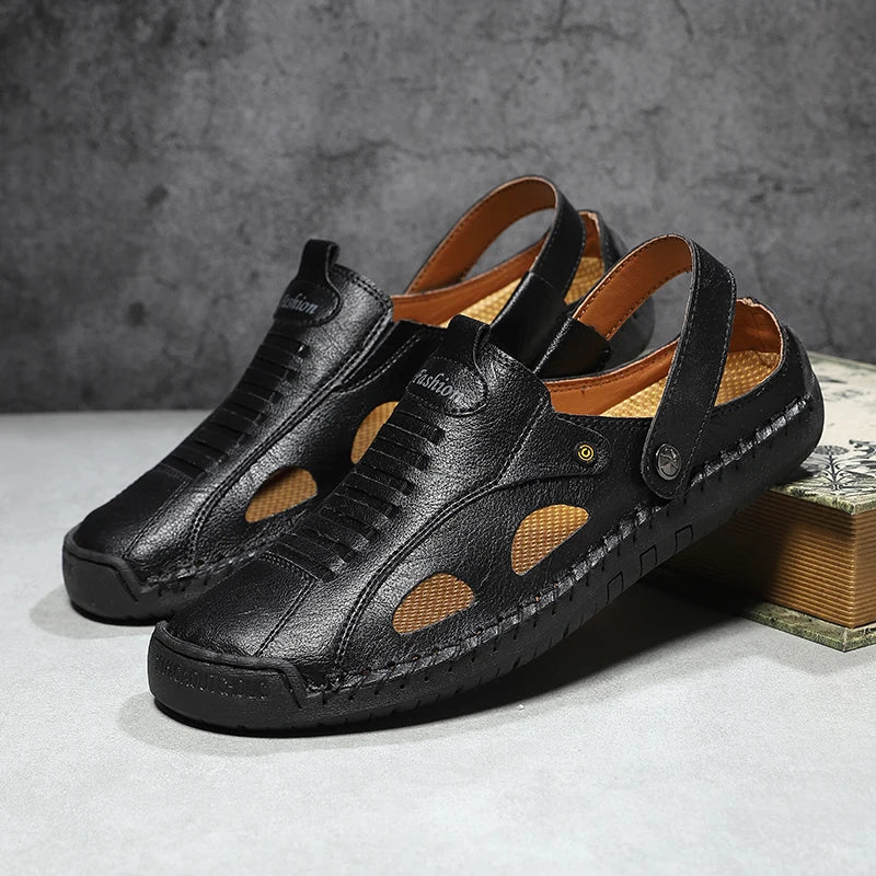 Summer Men Sandals Leather Mens Casual Shoes Outdoor Beach Roman Zpaxo 702 38