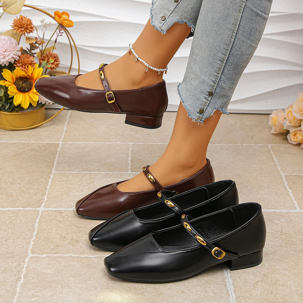 Women Flats 2025 Mary Jane Shoes for Women Fashion Medium Heeled Women Single Shoes Comfortable Ballet Loafers Zapatos De Mujer Zpaxo