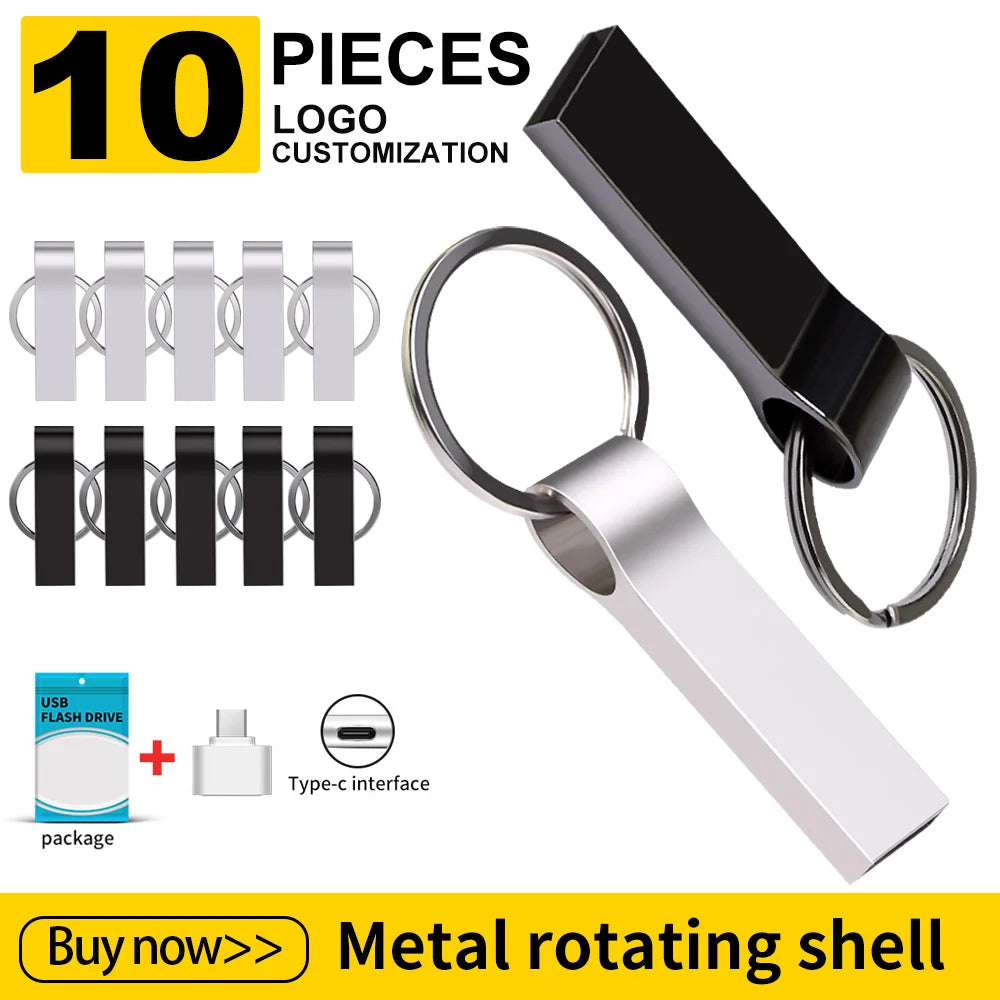 Zsuit 10pcs/lot Metal PenDrive 64GB USB Flash Drive 32G USB 3.0/2.0 Stick 16GB Free Logo Real Capacity Flash Memory Sticks Zpaxo
