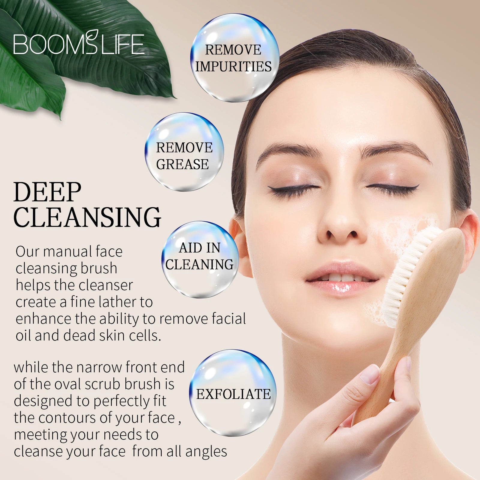 Face Cleansing Brush Face Cleansing Brush For Deep Pore Cleansing Face Professional Fiber Exfoliating Wood Handle Brush Zpaxo