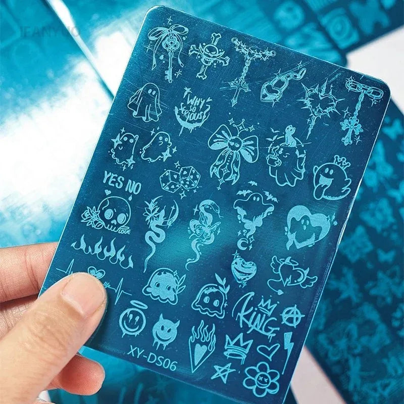 Lace Castle Nail Stamping Plates Ghost Skull Moon Star Butterfly