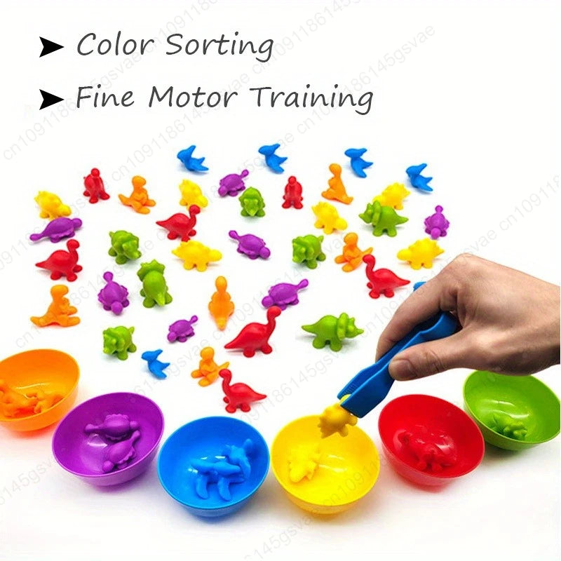 56/36pcs Rainbow Sorting Game Animal Puzzle Toy Dinosaur Traffic Color Matching Game Education Sensory Toys For Kids Preschool Zpaxo