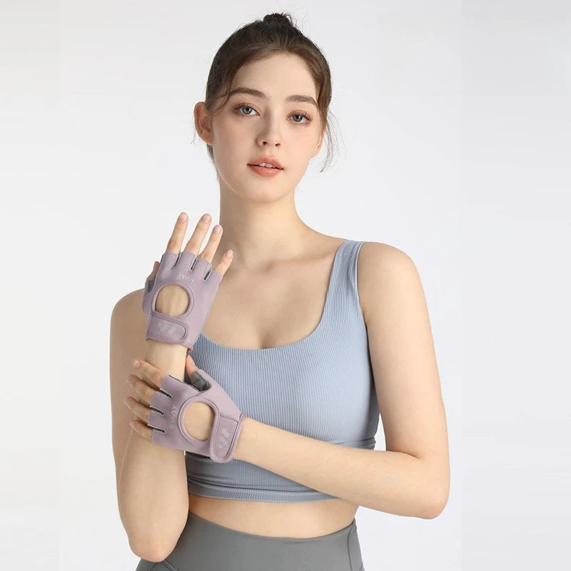 Half finger sports gloves fitness cycling summer thin breathable non slip gloves iron rolling fitness professional anti cocoon Zpaxo Purple gloves XL