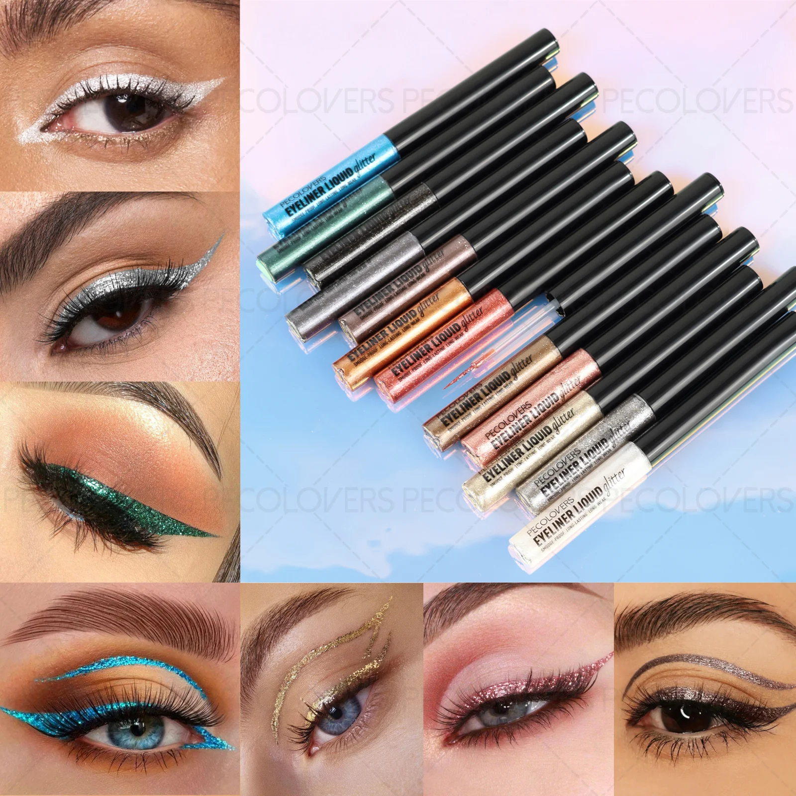1PC Glittering Makeup, Brightening, Smooth Finish, Pearlescent Glitter, Liquid Eyeliner, Eye Shadow, Halloween Christmas Gifts Zpaxo