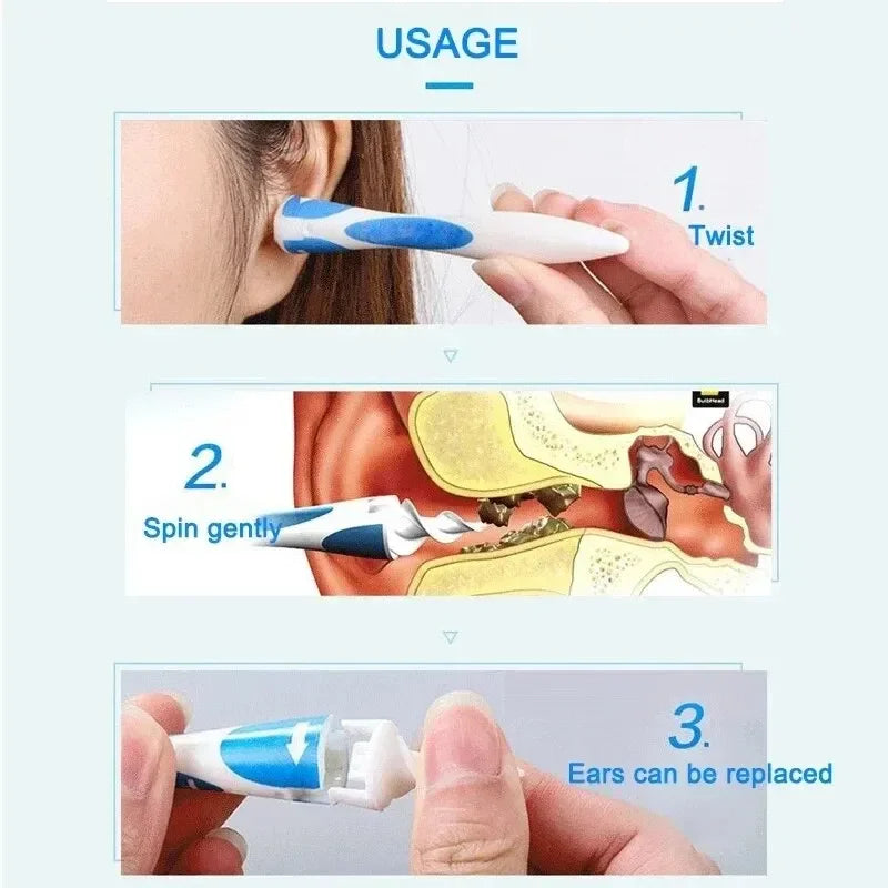 Rotary Screw Ear Wax Remover Tool Cleaner Soft Silicone 16