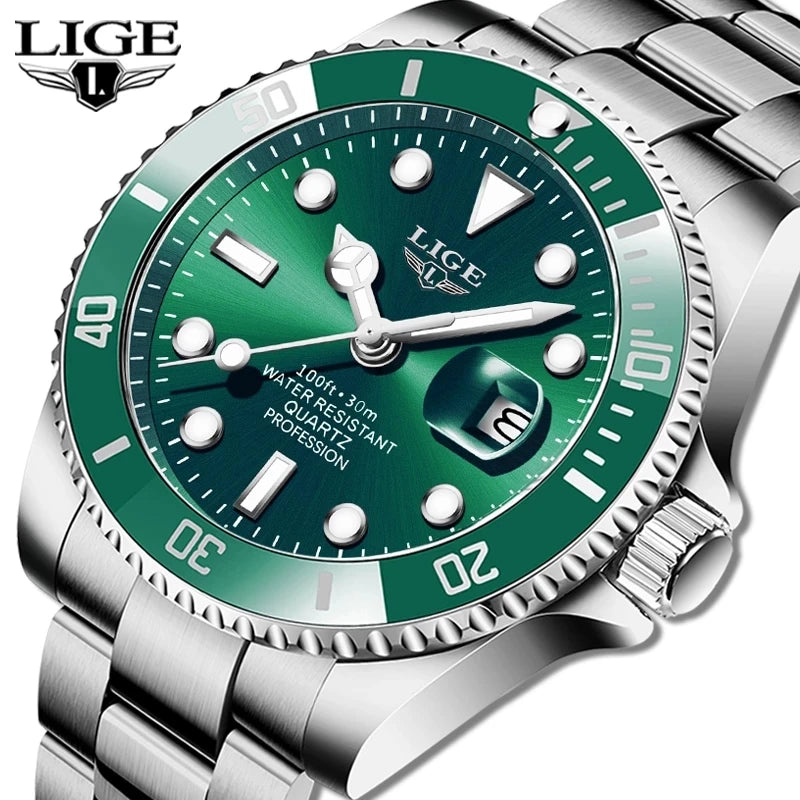 LIGE Top Brand Luxury Fashion Diver Watch Men 30ATM Waterproof Date Clock Sport Watches Mens Quartz Wristwatch Relogio Masculino Zpaxo