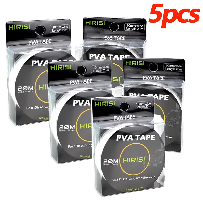 HIRISI 2pcs Carp Fishing Accessories PVA Tape String For Boilie Size 10mm X 20m For Outdoor Fishing Zpaxo PVA-20Mx5