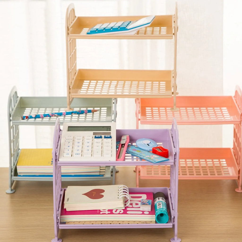2 Layers Plastic Bathroom Storage Shelf Kitchen Countertop Organizer