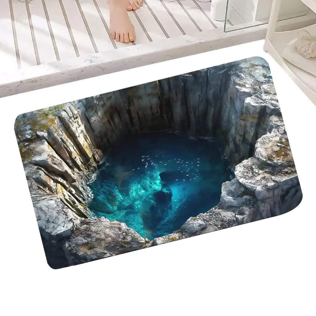 3D Optical Illusion Hole Rug Non Slip Carpet Easy Clean Pet Friendly