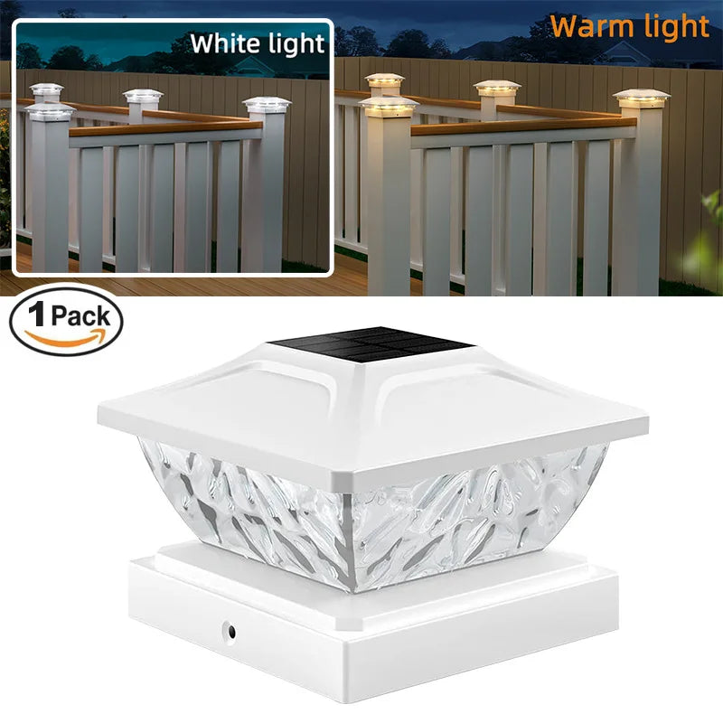 Outdoor Solar Post Cap 2 Modes Fence Light LED Post Lamp Solar Powered Waterproof For 4 Inch Wood Posts Yard Garden Outside Zpaxo 1PCS White 1W
