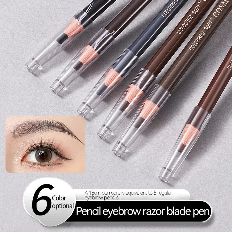 Pull Eyebrow Pencil Black Leather Makeup Wild Line Waterproof Hard