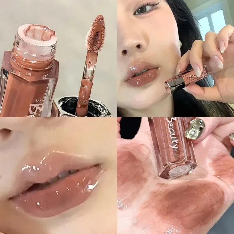 Ice Transparent Brown Lip Gloss Moisturizing Glossy Liquid Lipstick