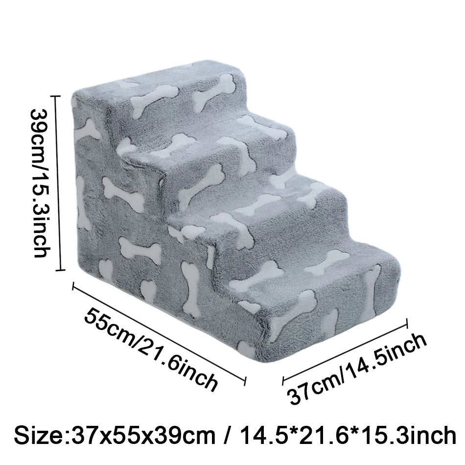 Ladder Dogs Pets Bone Shape Puppys Stairs Beside The Sofa Bed Ramp for Dogs Protecting Pets Joint Safety Stairs for Elderly Dogs Zpaxo 4 steps