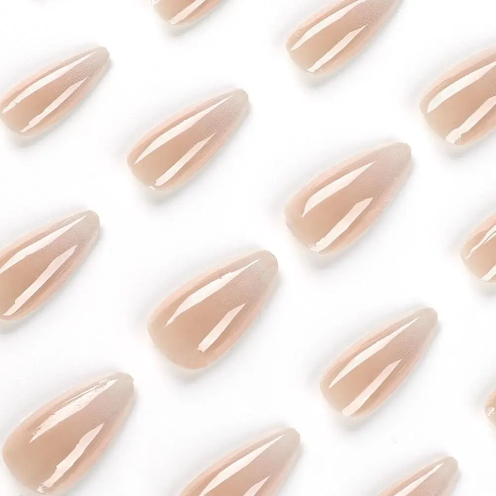 24 Long Almond False Nails French Simple Gradient Fake Nail Tips DIY Zpaxo