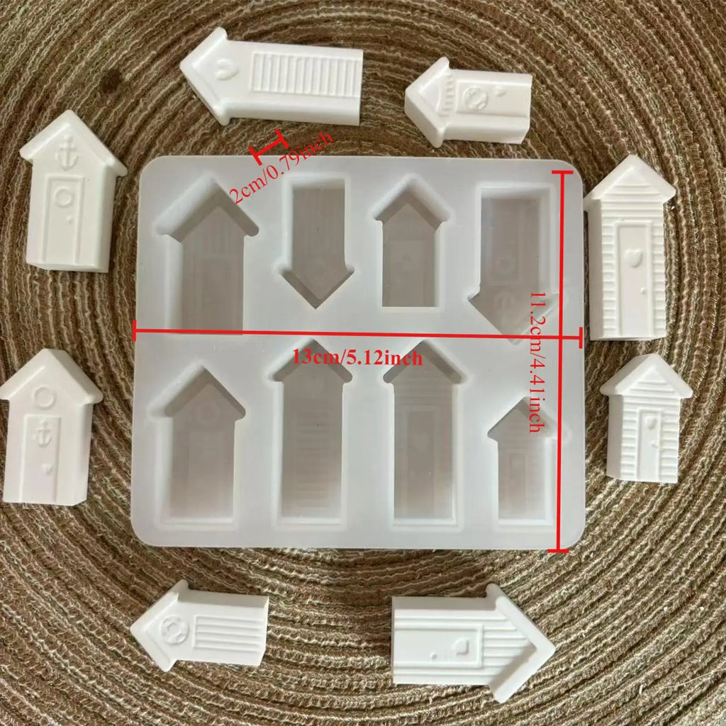 House Shape Resin Mold Silicone Christmas 8-Slot Plaster Casting