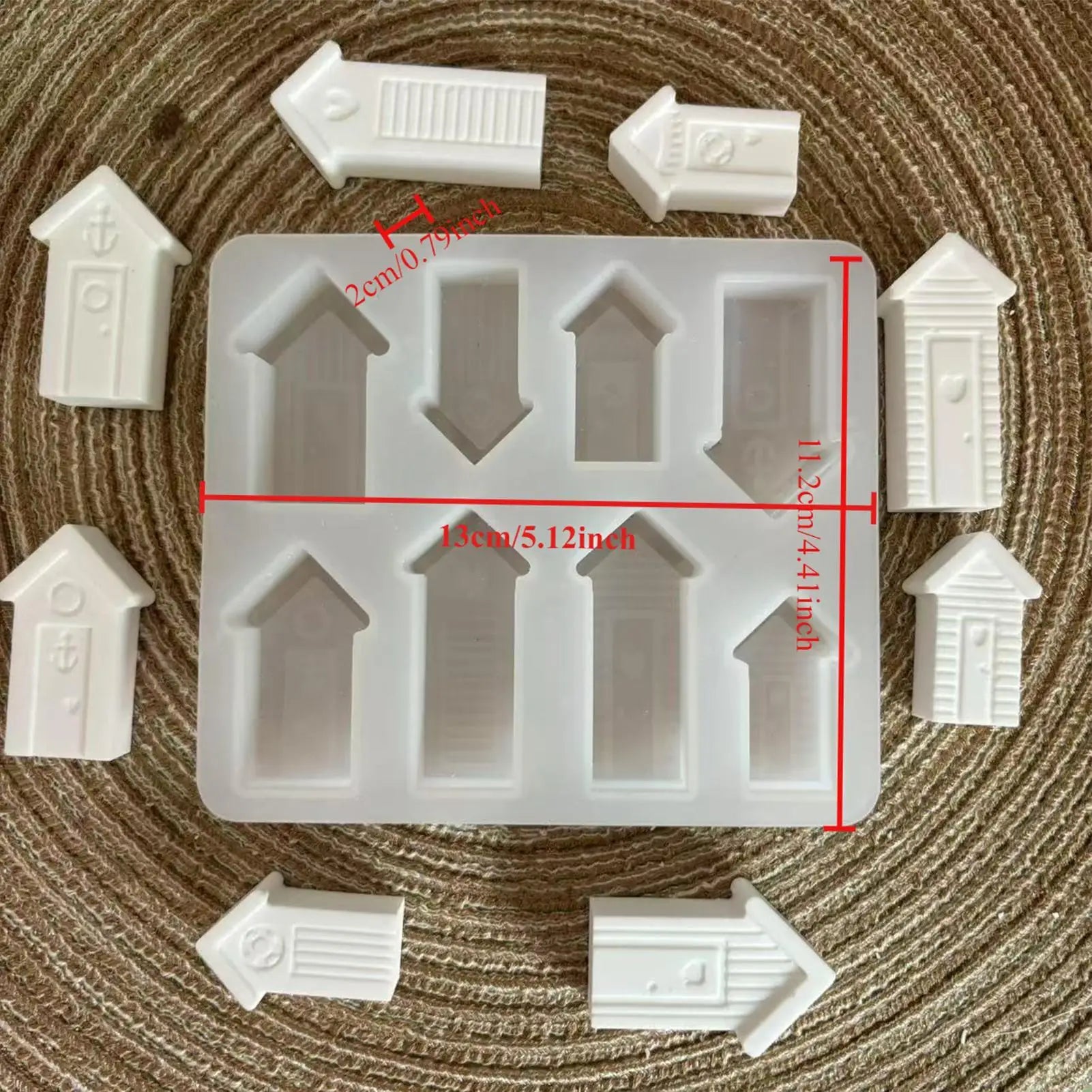 House Shape Resin Mold Silicone Christmas 8-Slot Plaster Casting
