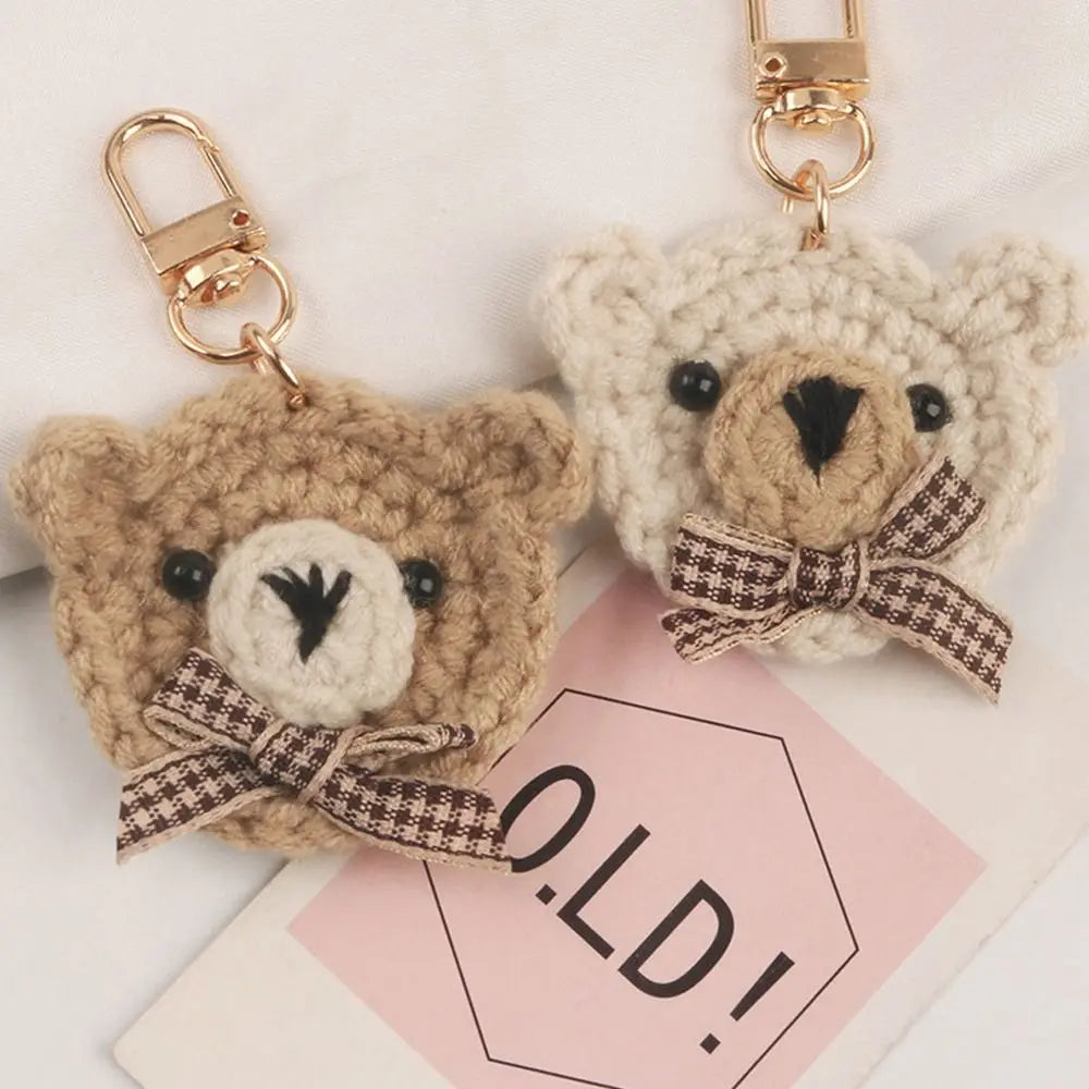 Lovely Car Accessory Bow Tie Bear Girl Gift Knitting Wool Bag Pendant Girls Key Chain Korean Style Key Chain Schoolbag Pendant Zpaxo