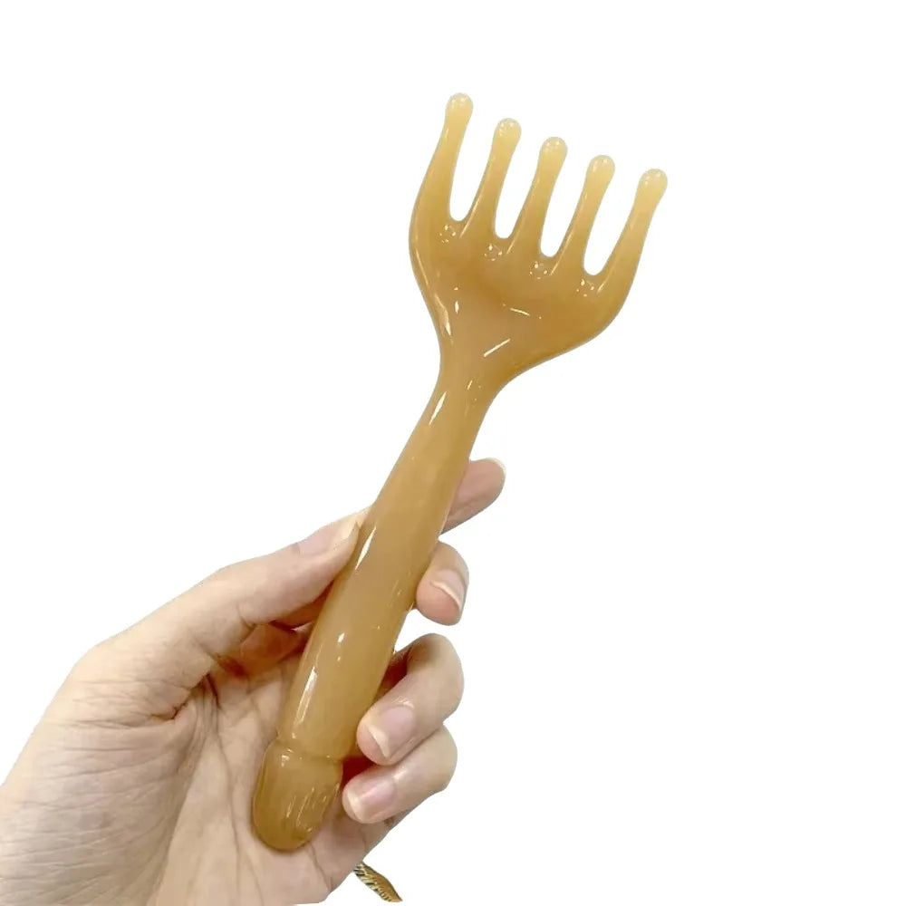 New Resin Head Massager Five-claw Head Scraping Stick Scraping Claw Massage Lymphatic Massage Tools Zpaxo Khaki