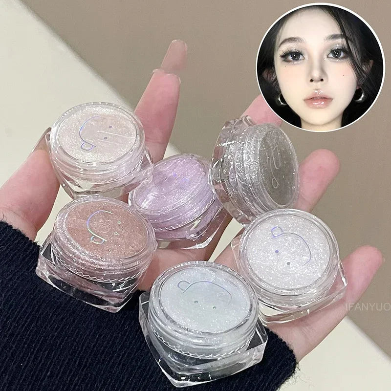 6 Colors Glitter Eyeshadow Gold Pink Eye Shadow Highlighter Silkworm Long Lasting Waterproof Shimmer Multicolor Liquid Eyeshadow Zpaxo